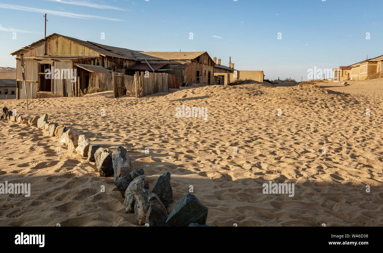 Abandoned buildings are left to rot in Kolmanskoppe, Namibia Stock Photo