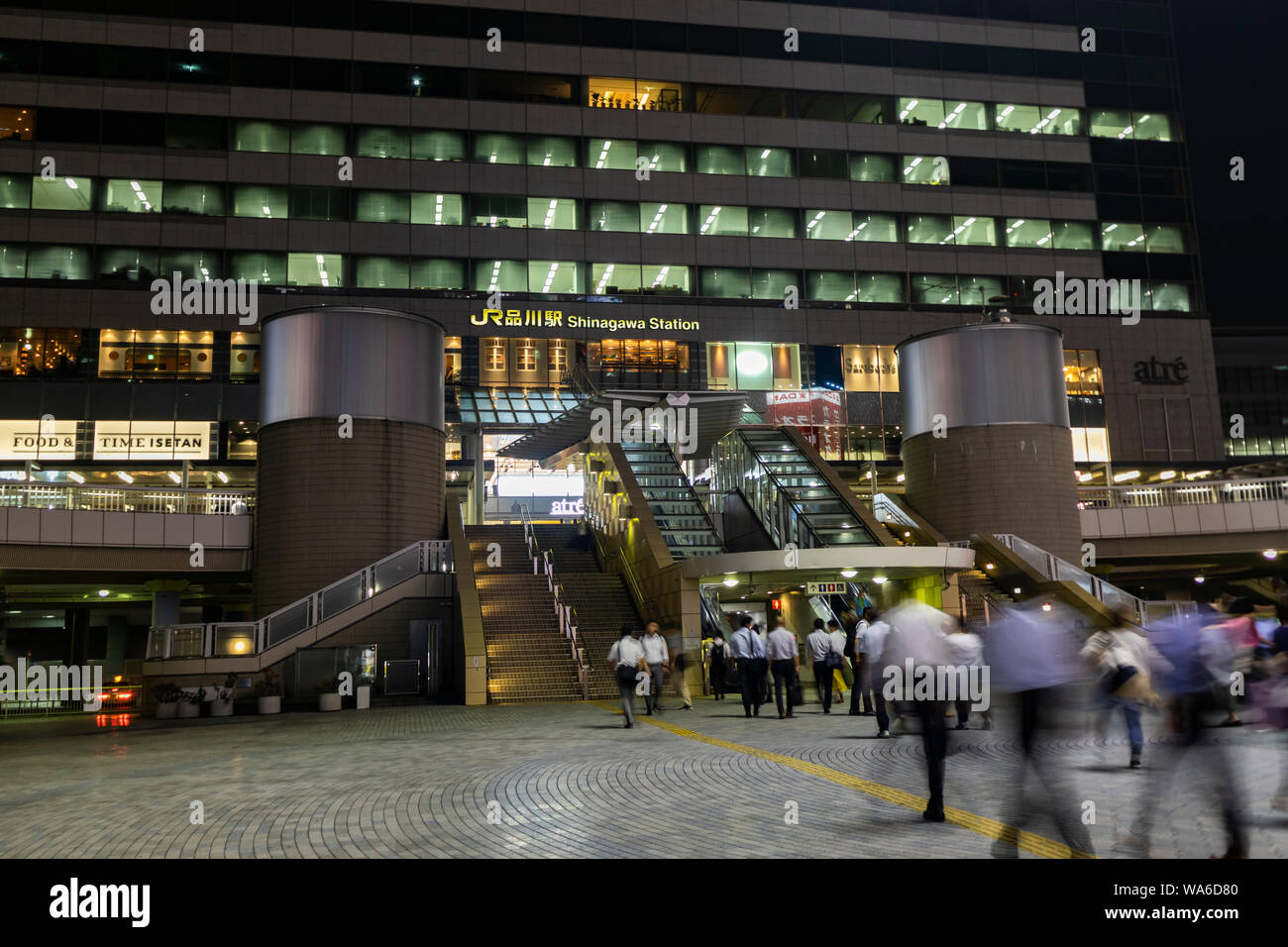 TOKYO, JAPAN - August 16, 2019 : Shinagawa Station scenery at night after rush hour. Stock Photo