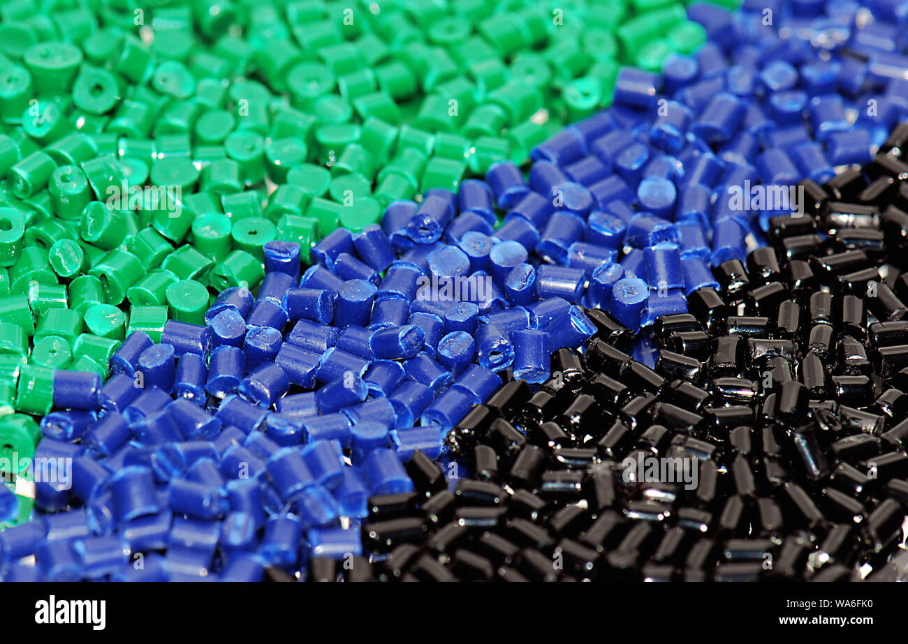 dyed plastic resin for injection molding industry in laboratory Stock