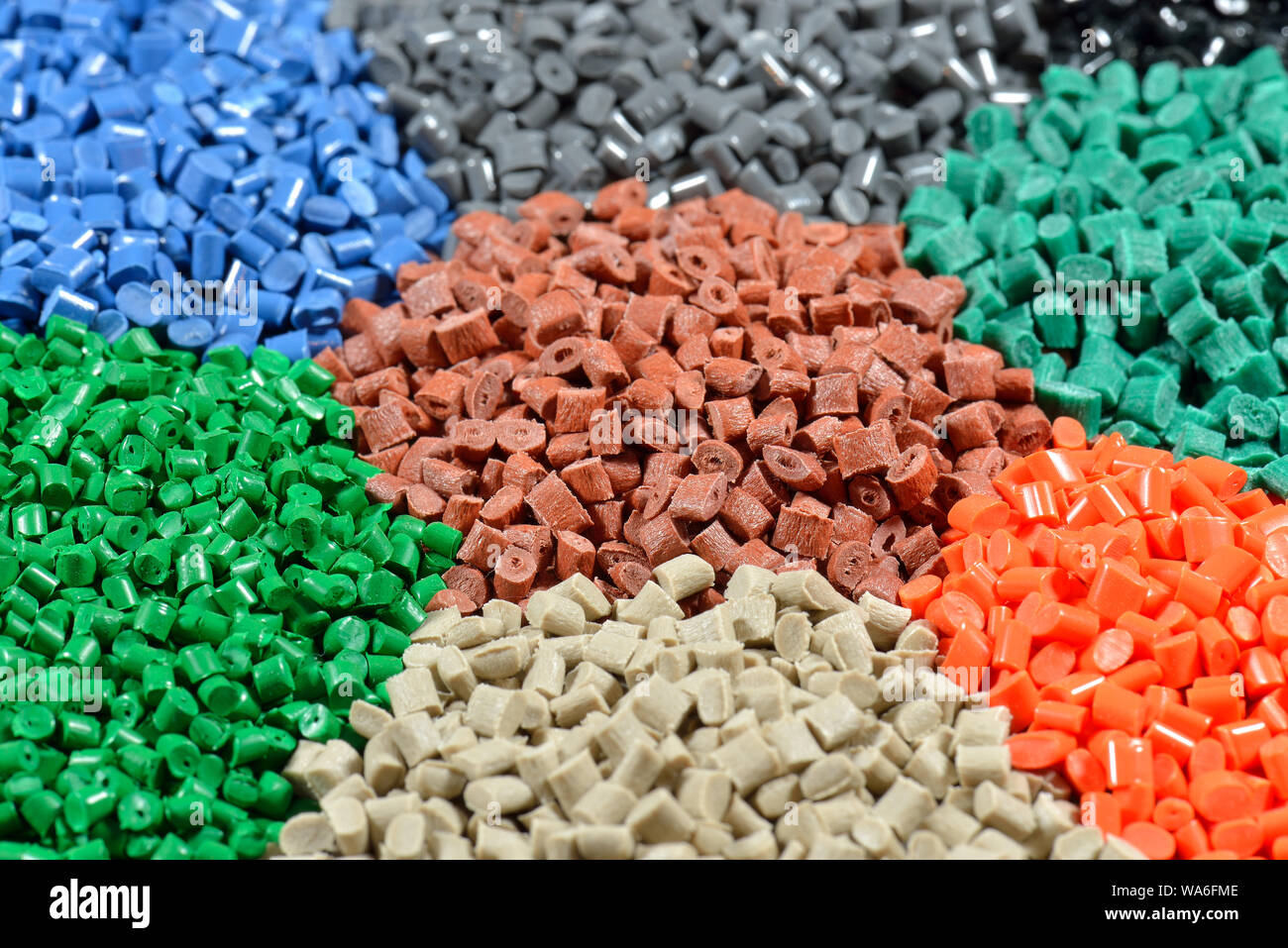 dyed plastic resin for injection molding industry in laboratory Stock Photo