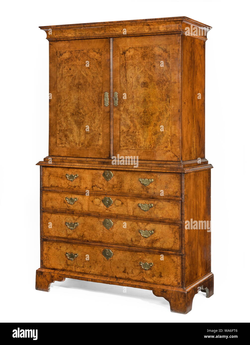 Vintage Chest On Chest With Bureau Isolated On White Stock Photo