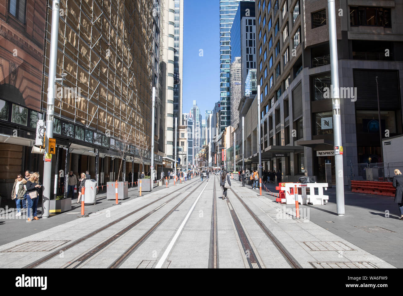 Sydney city centre office workers on street in the central