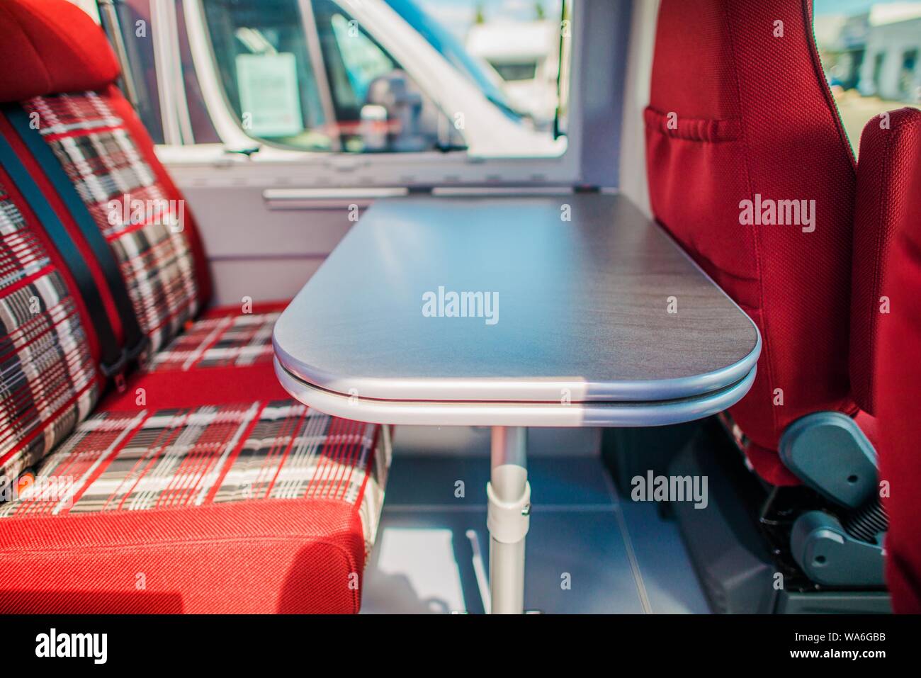 Elegant Modern Camper Van RV Table. Cooking and Eating During