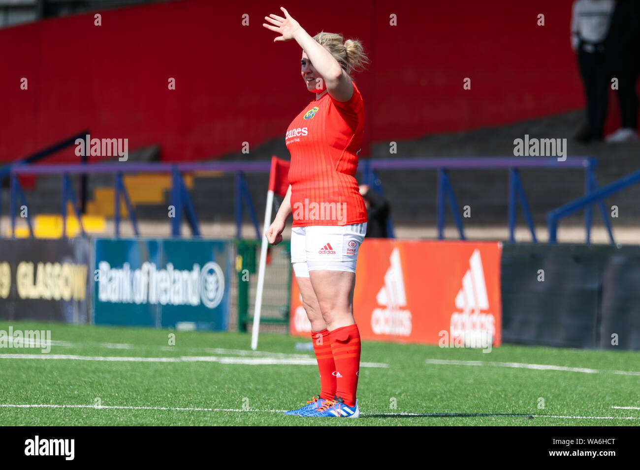 August 17th, 2019, Cork, Ireland - Action from the Munster Women Rugby (38) vs Ulster Women Rugby (12) match at the Irish Independent Park. Stock Photo