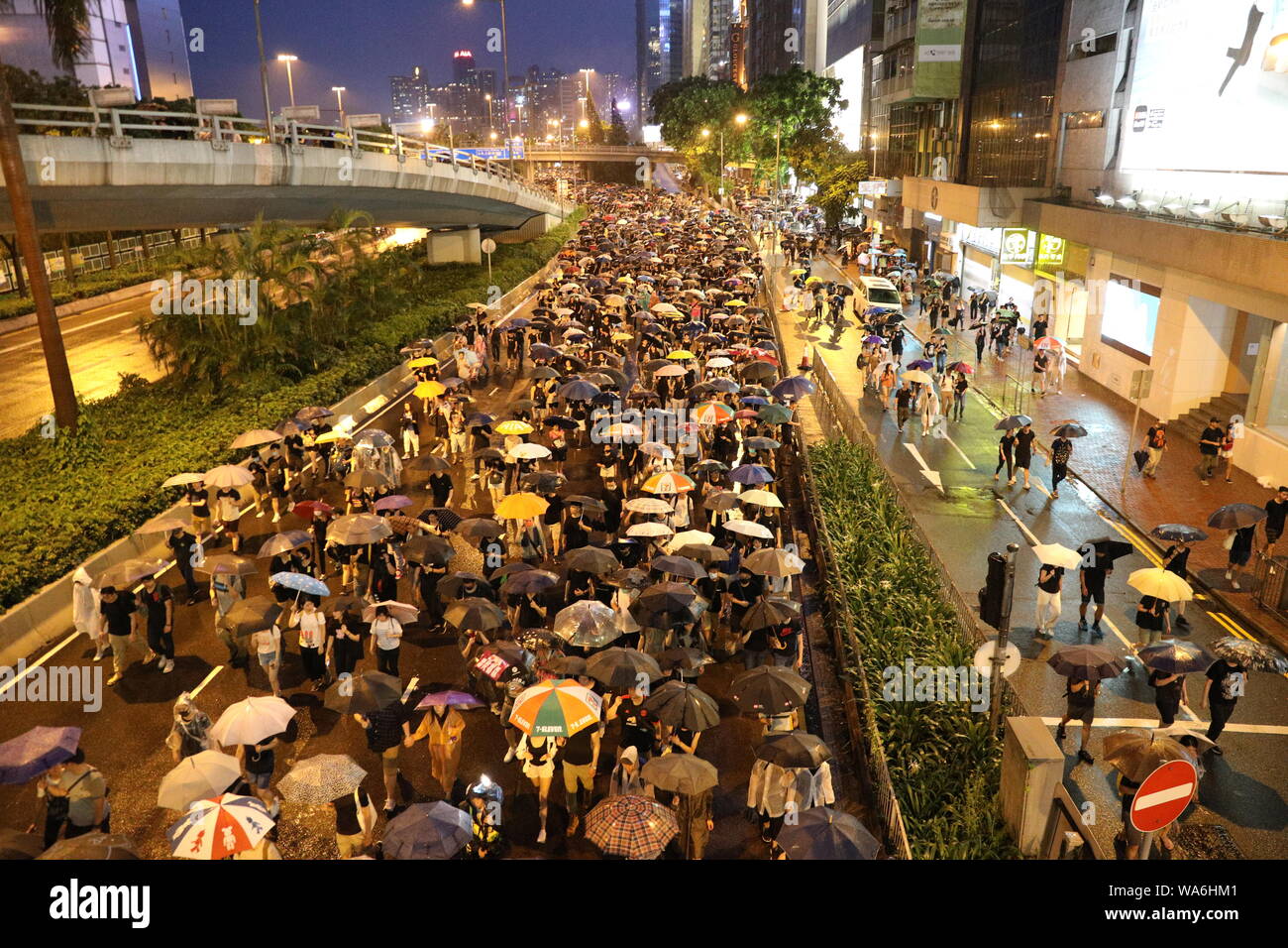 Hong Kong, China. 18th August 2019. Hong Kong Anti Extradition protest. Hundreds of thousands of protesters march through main roads on Hong Kong Island. Credit: David Coulson/Alamy Live News Stock Photo