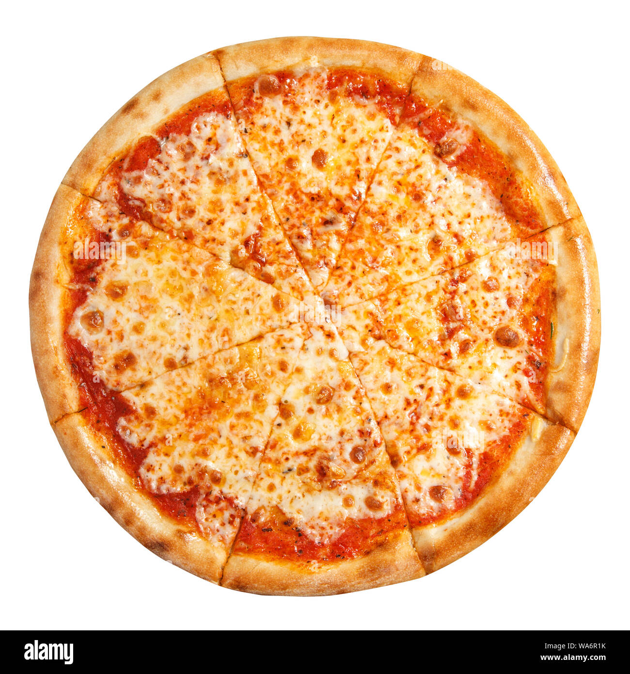 Pizza with cheese isolated on white background. Pizza margarita top view  Stock Photo - Alamy