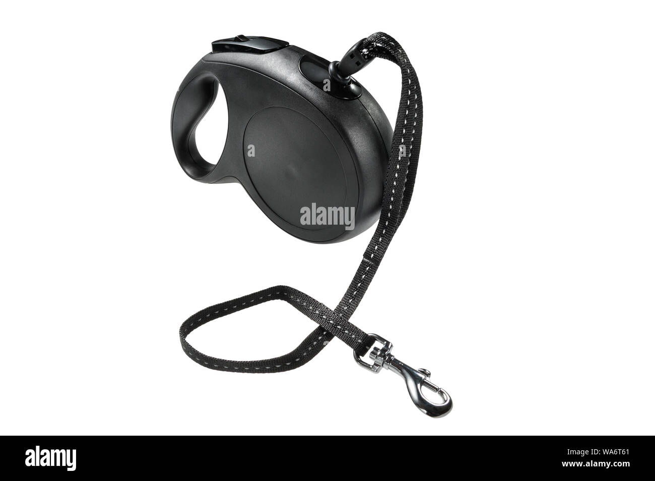 Black dog leash isolated on white background Stock Photo