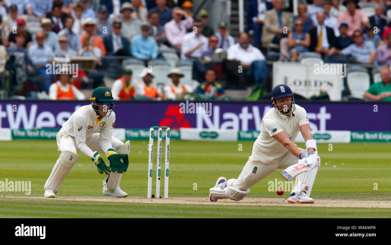 London, UK. 18 August 2019. Jonny Bairstow of England during play on the 5th day of the second Ashes cricket Test match between England and Australia at Lord's Cricket ground in London, England on August 18, 2019 Credit: Action Foto Sport/Alamy Live News Stock Photo
