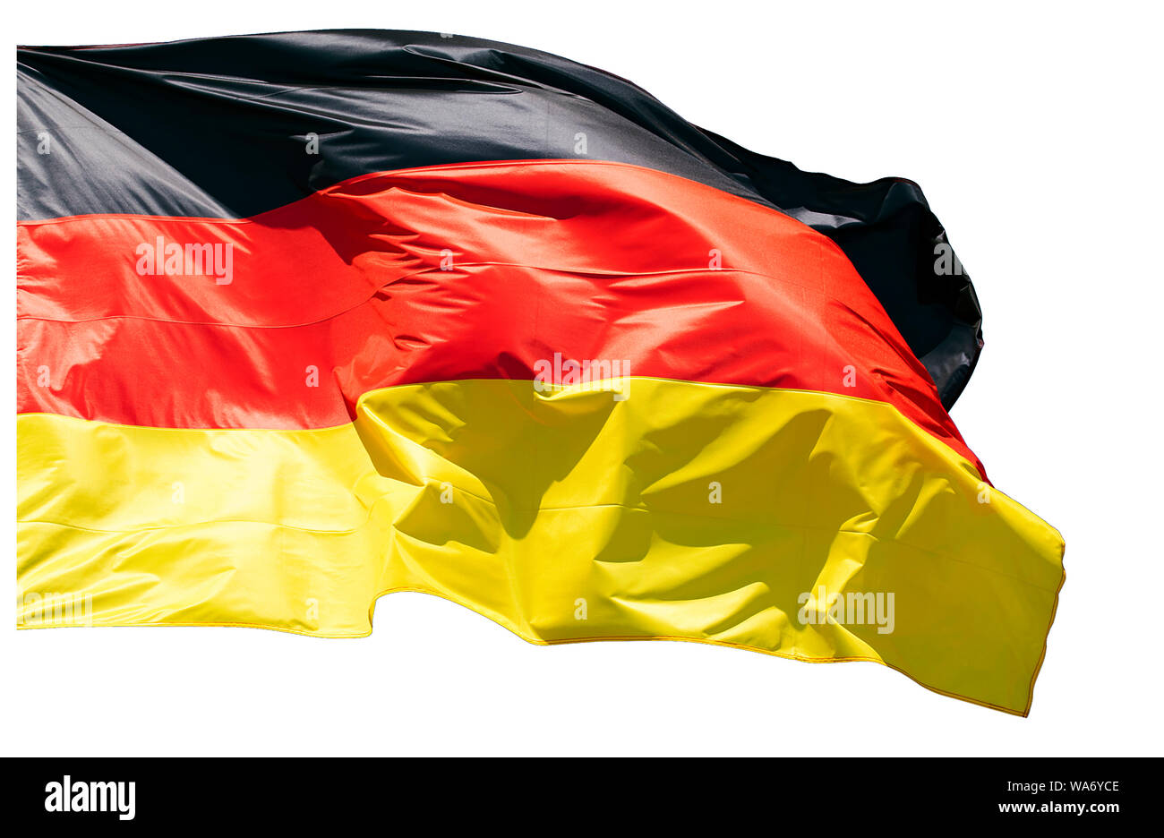 Germany Flag isolated on white Background, waving German Flag Stock Photo