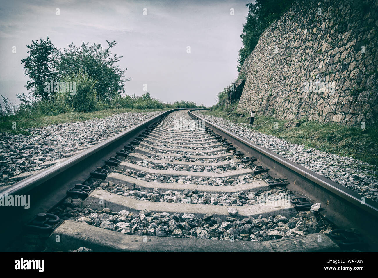 Perspective of the railway, wheel track rail, , vintage style. Old