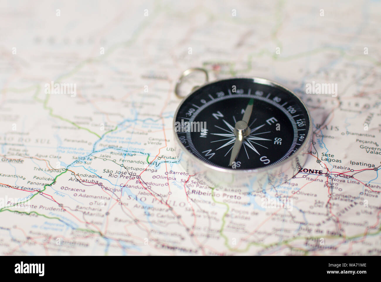 compass over map Stock Photo