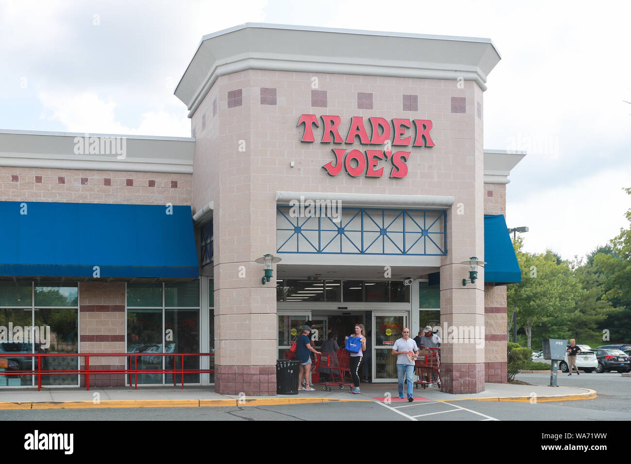 Princeton New Jersey, USA, August 3, 2019 Trader Joe's exterior and sign. Trader Joe's is an