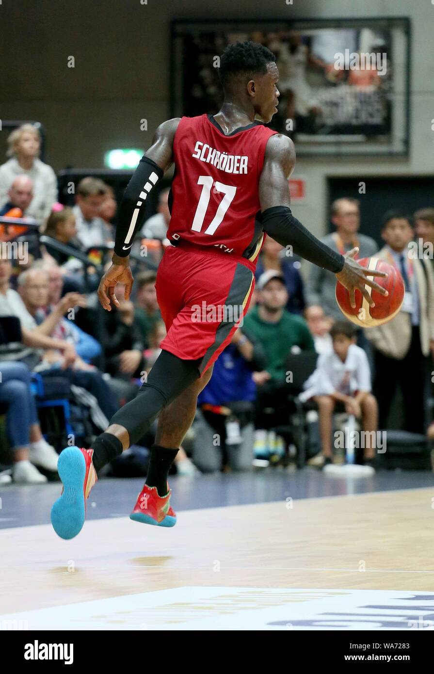 Hamburg, Germany. 18 August 2019. Basketball, DBB VTG Supercup, Germany -  Poland, Dennis SCHRODER, Point Guard, Oklahoma City Thunder, full figure,  single action, | usage worldwide Credit: dpa picture alliance/Alamy Live  News