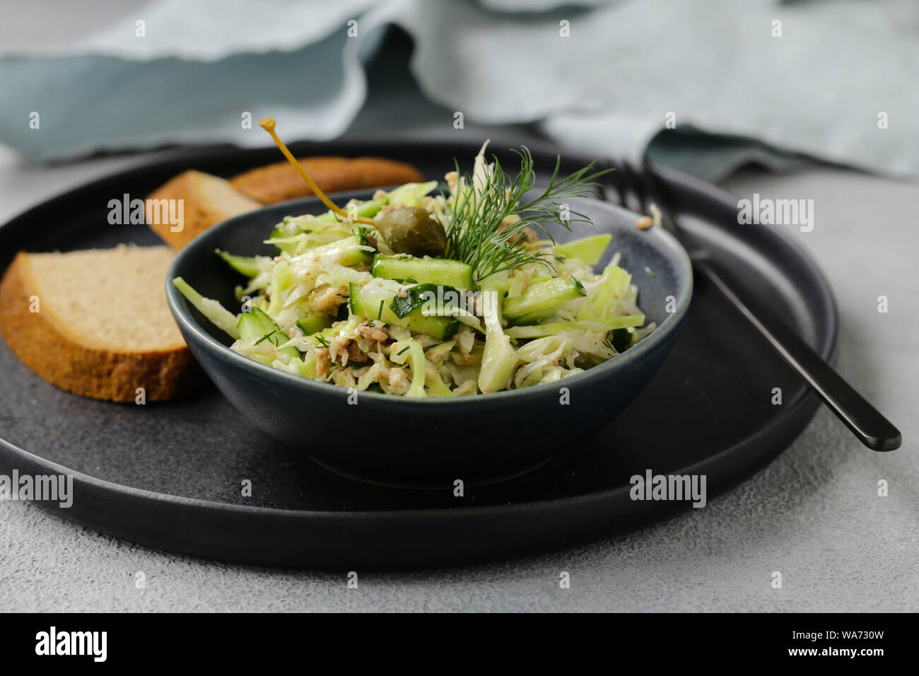 cod liver salad for healthy eating Stock Photo Alamy
