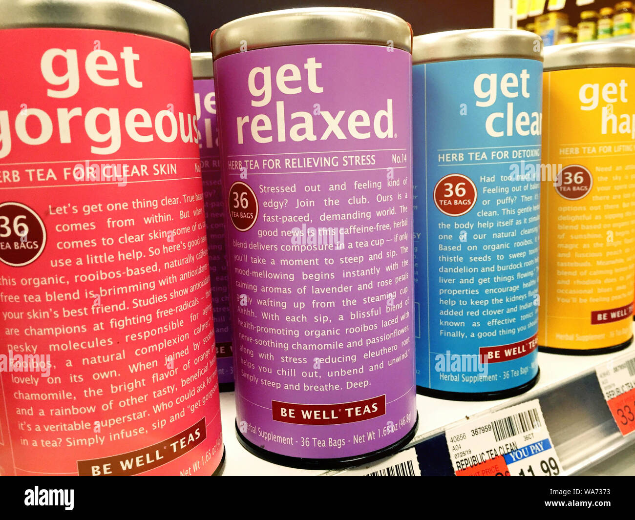 Be Well Teas For Sale, USA Stock Photo