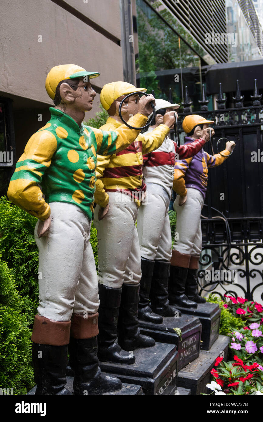 Ornamental Jockeys at The 21 Club, NYC Stock Photo