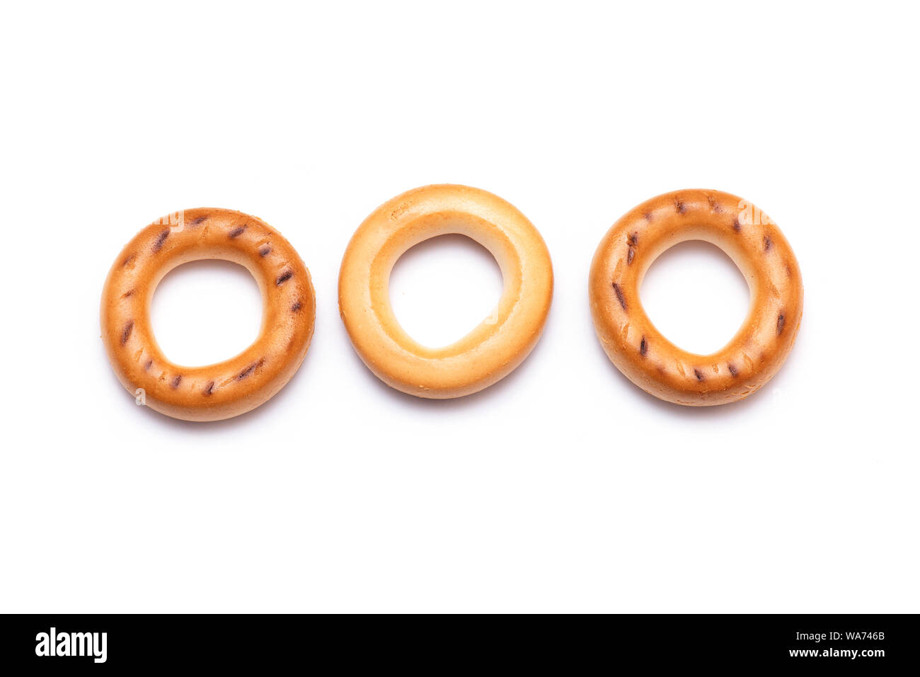 Russian Bagels, small Bagels isolated on white Background Stock Photo
