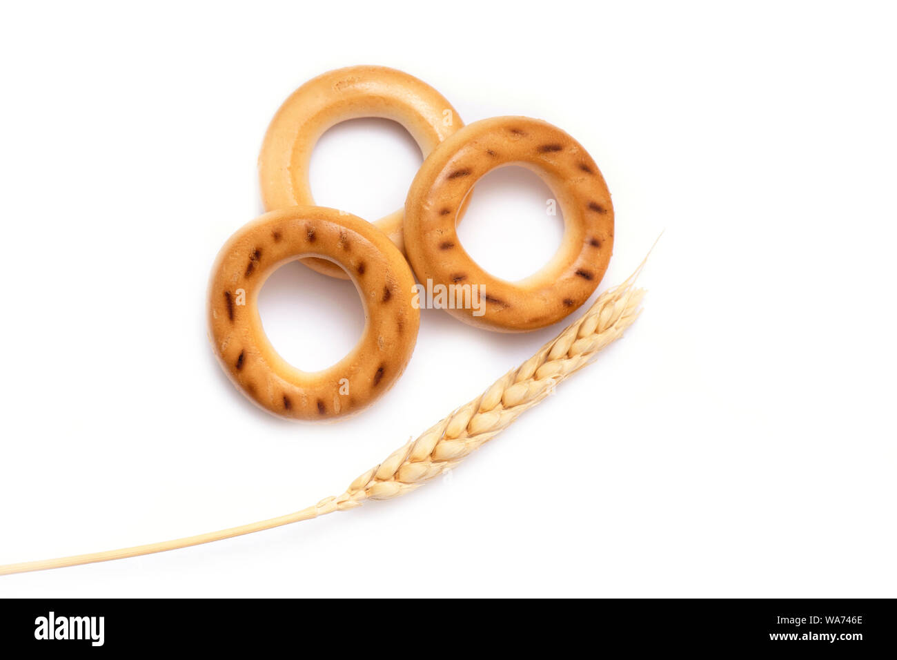 Russian Bagels, small Bagels isolated on white Background Stock Photo
