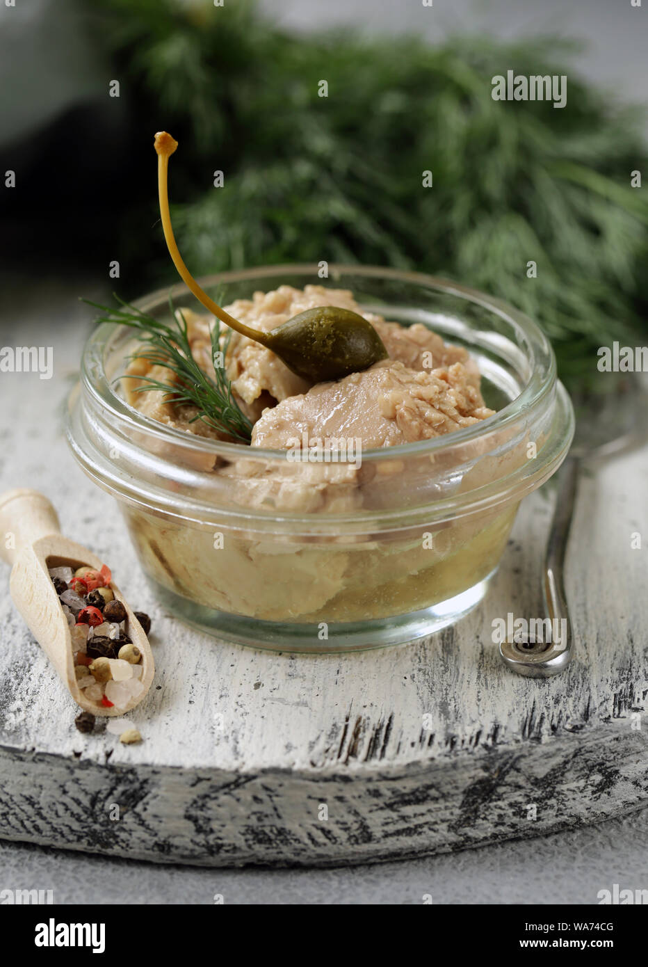 canned cod liver in a jar on a table Stock Photo Alamy