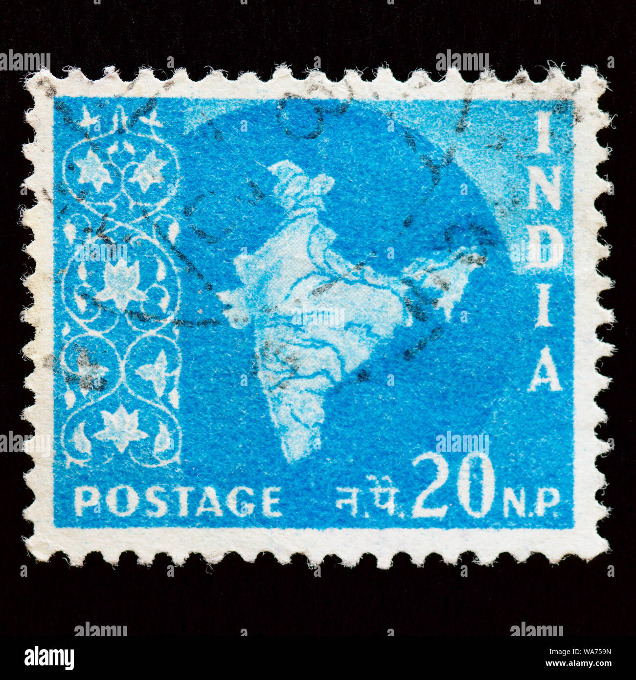 India Postage Stamp Map of India 1st Issue (19571958 Stock Photo