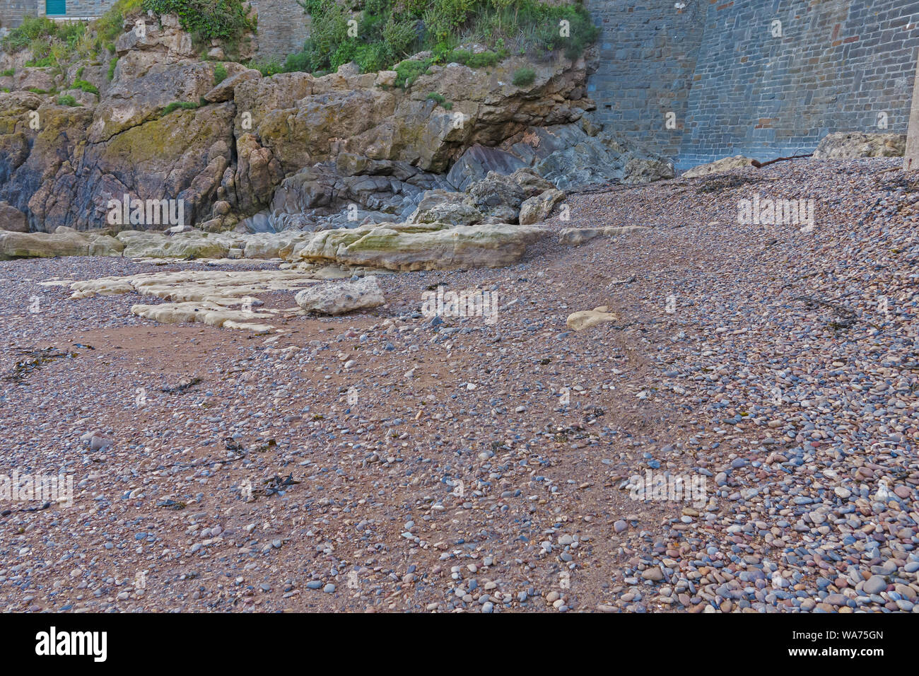 Clevedon beach erosion after rough sea Stock Photo
