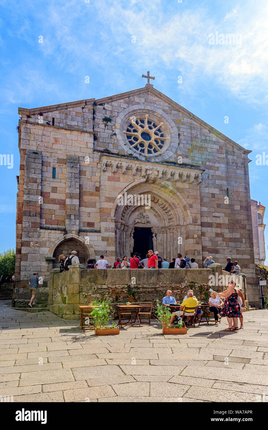 Entrance to the historic La Coruna old town catholic church Igrexa de Santiago, La Coruna, Galicia Spain. Stock Photo