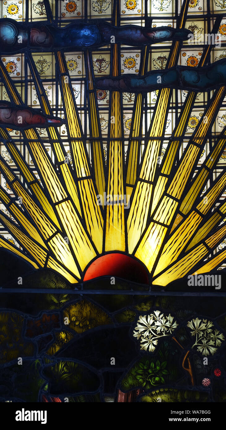 Stained glass Ely Cathedral in Ely , Cambridgeshire , England, UK Stock