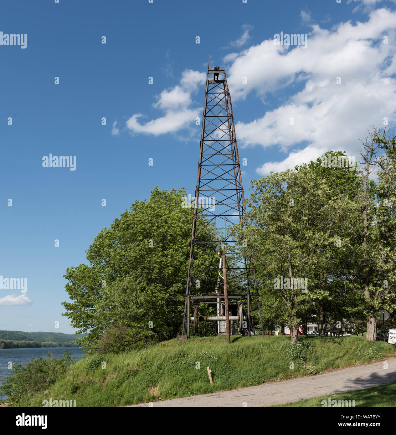 An oil derrick that has long marked the spot of an almost twocentury