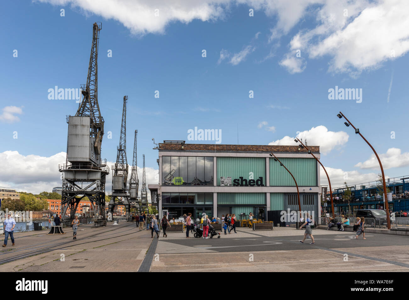 Bristol's industrial heritage showing the 4 cargo cranes and M shed
