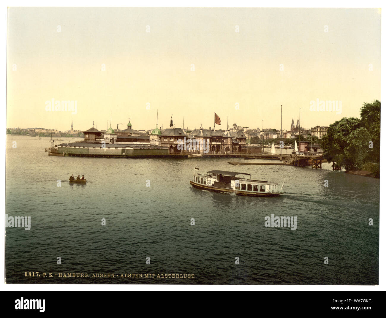 Aussen-Alster and Pleasure Gardens, Hamburg, Germany; Print no. 6817.; Title from the Detroit Publishing Co., catalogue J-foreign section. Detroit, Mich. : Detroit Photographic Company, 1905..; Forms part of: Views of Germany in the Photochrom print collection. Stock Photo