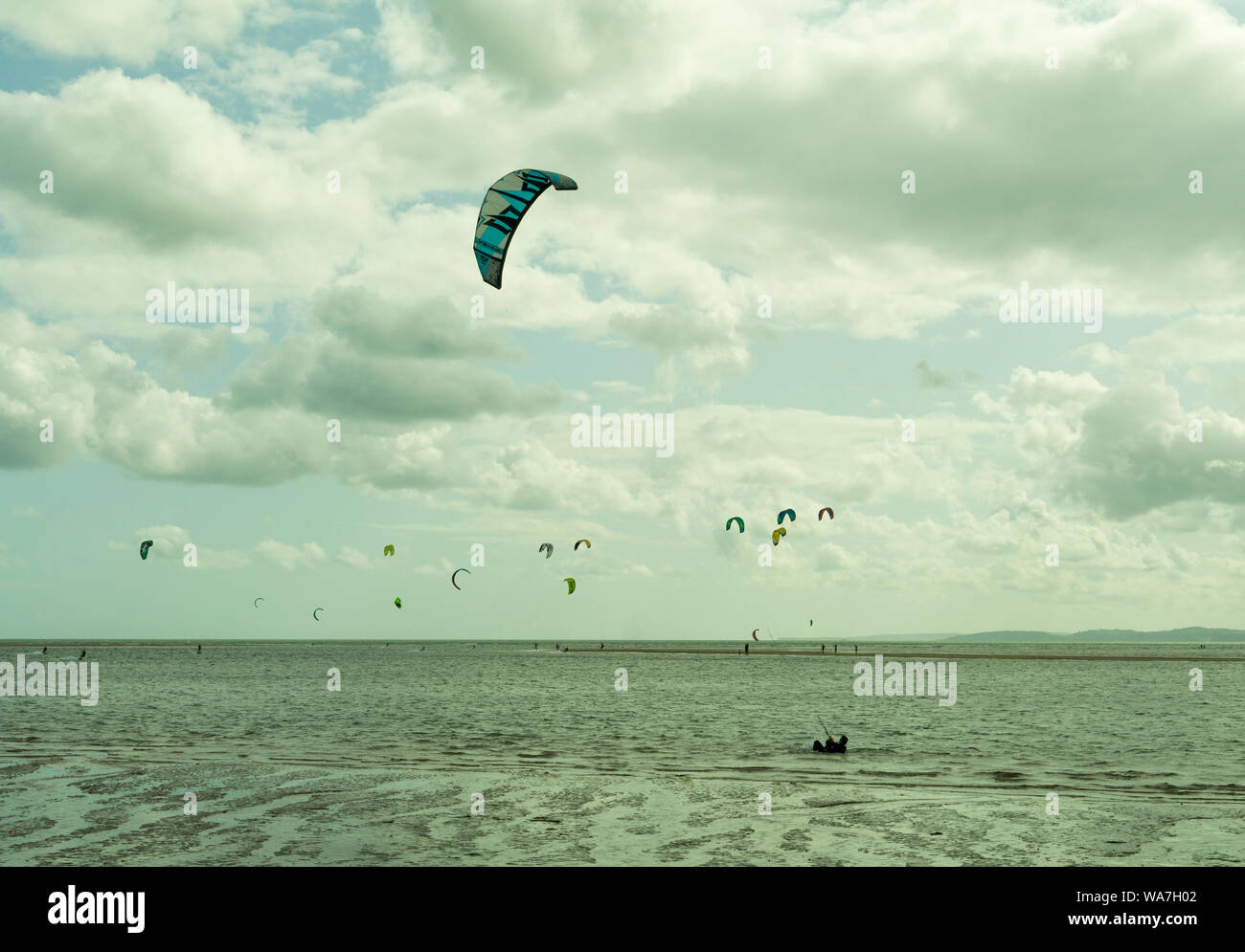 Kite Surfing at Exmouth Devon UK Stock Photo Alamy