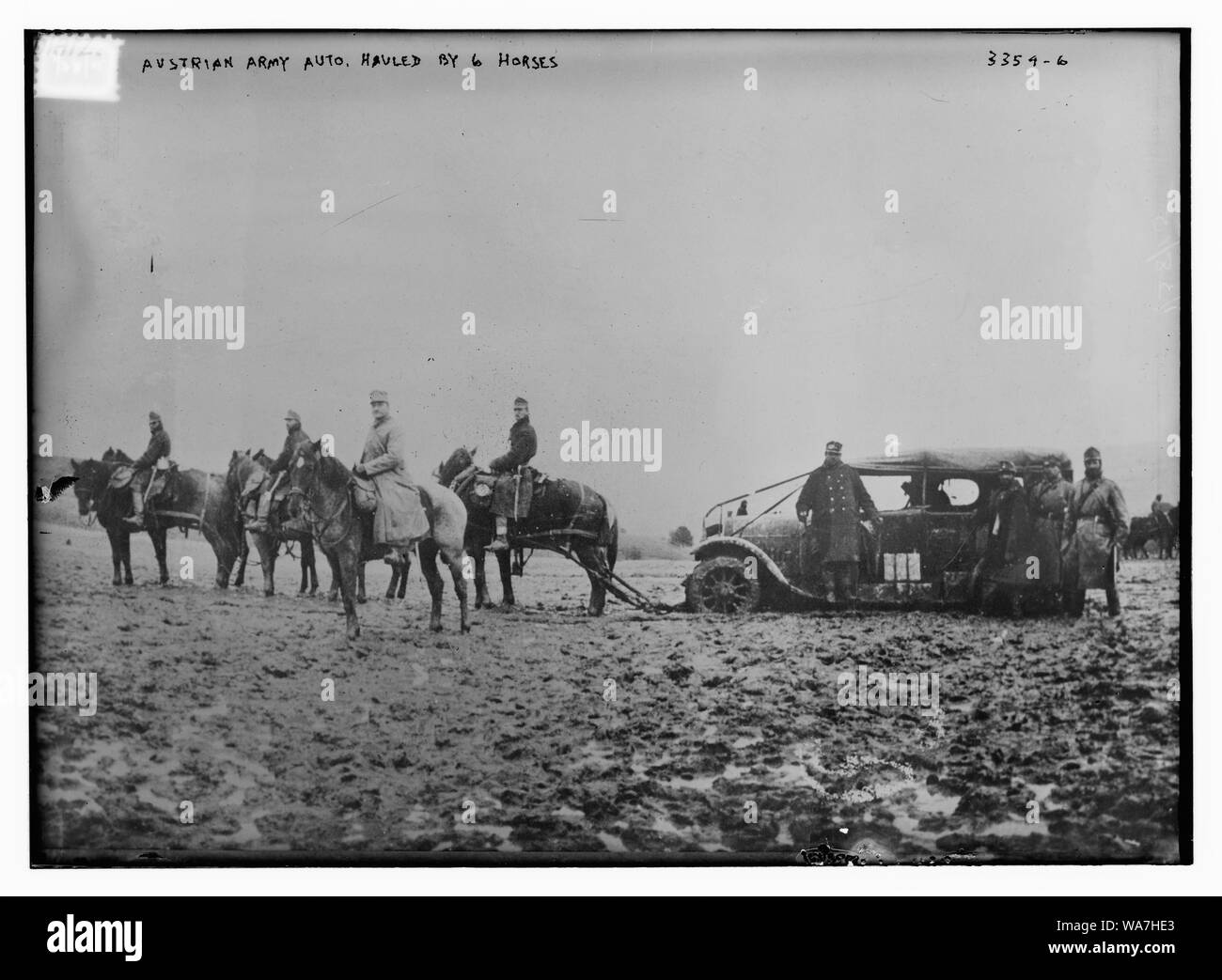 Austrian army auto hauled by 6 horses Stock Photo