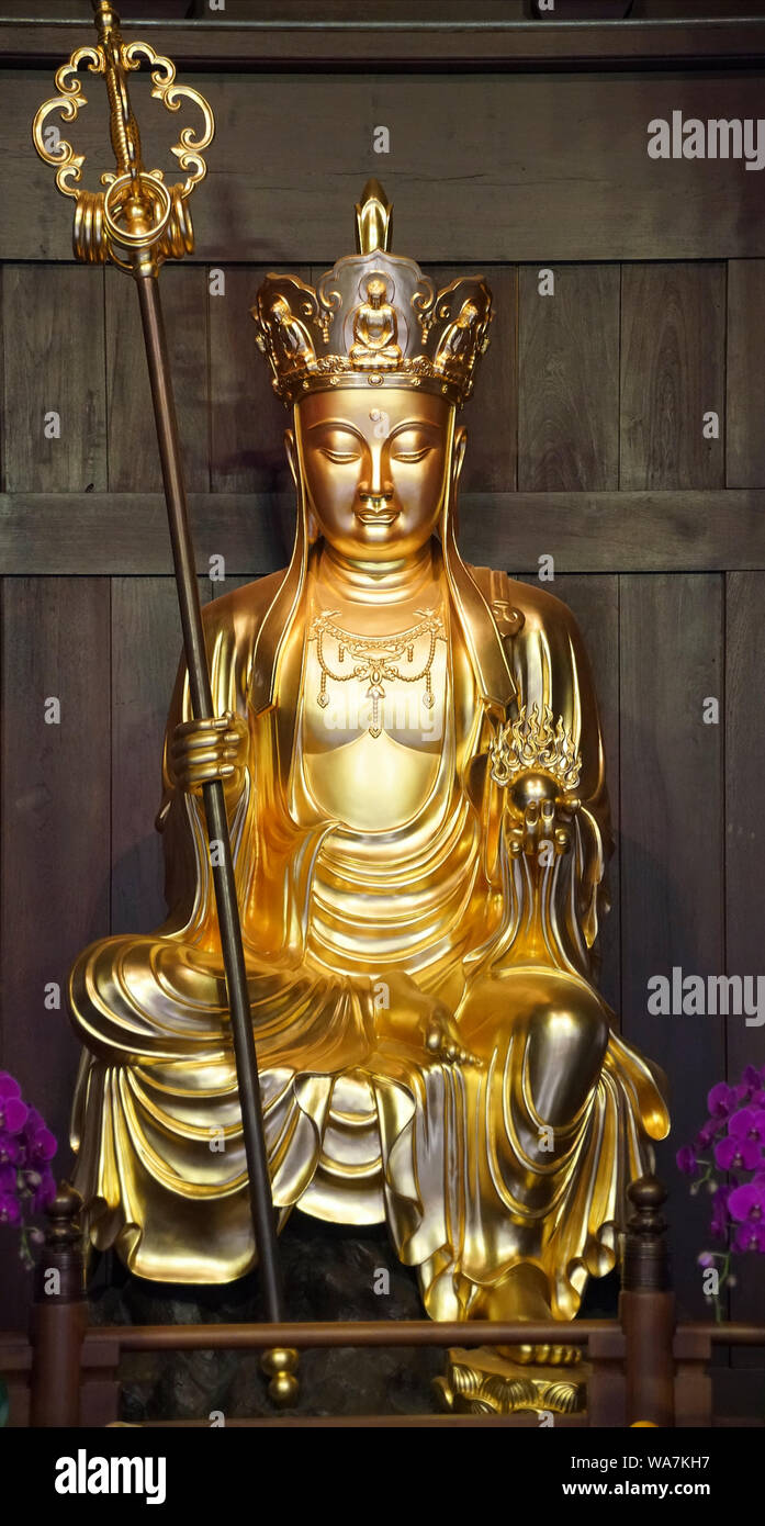 Jade Buddha Temple - Golden Buddha Statue - Shanghai, China Stock Photo