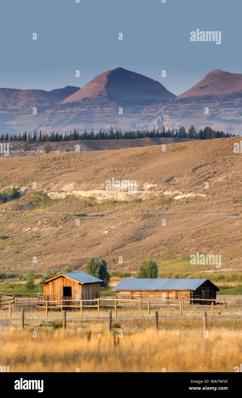 Beautiful rustic ranch in rural wyoming USA Stock Photo Alamy