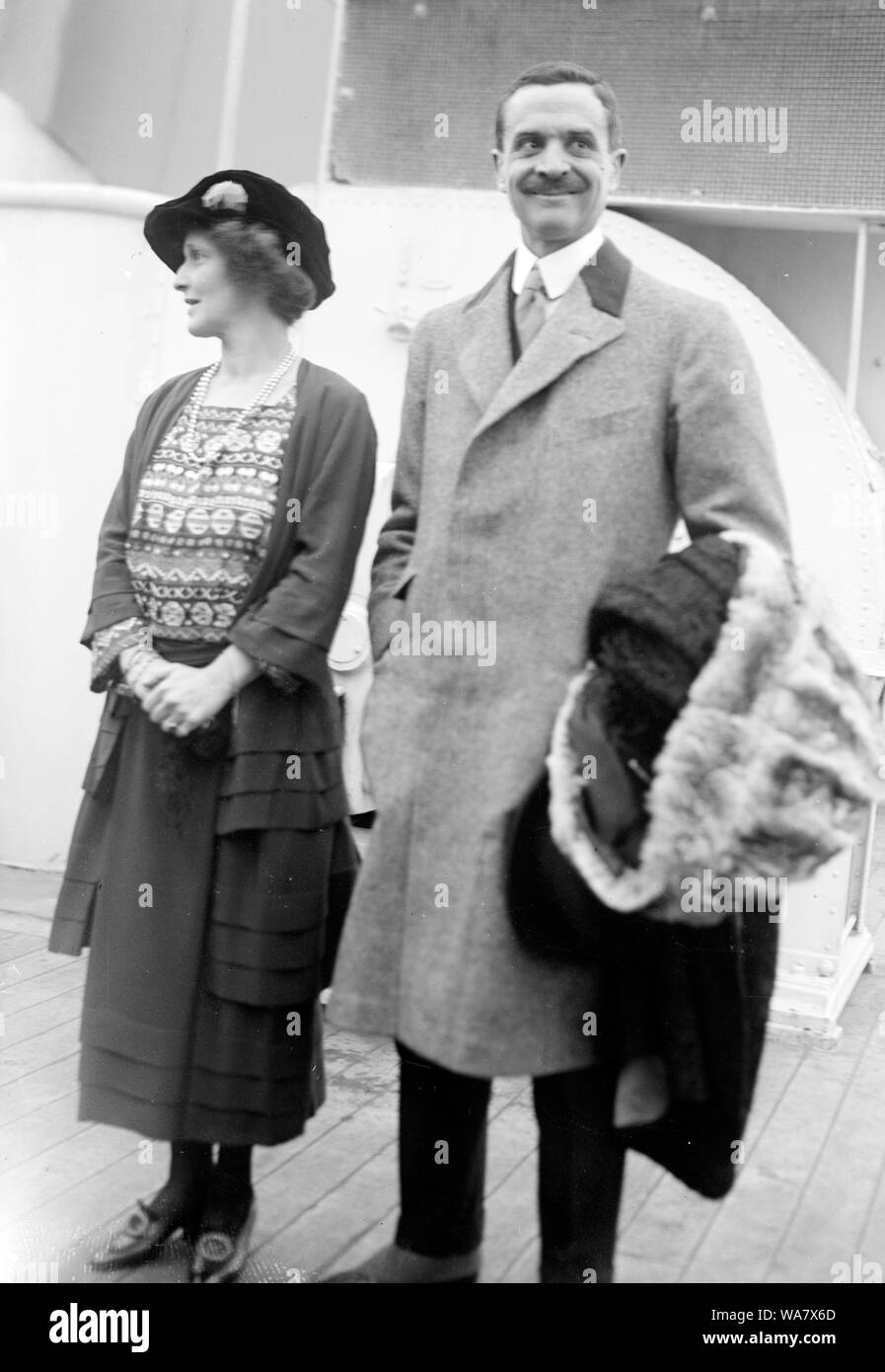 Lord and Lady Astor, Nancy Witcher Langhorne Astor, Viscountess Astor, (1879-1964) arriving in New York City on the Olympic on April 19, 1922 Stock Photo