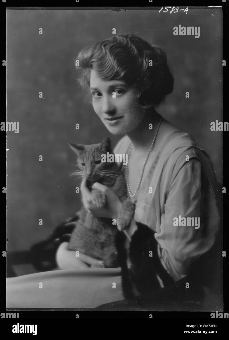 Bainter, Fay, Miss, with Buzzer the cat, portrait photograph Stock Photo