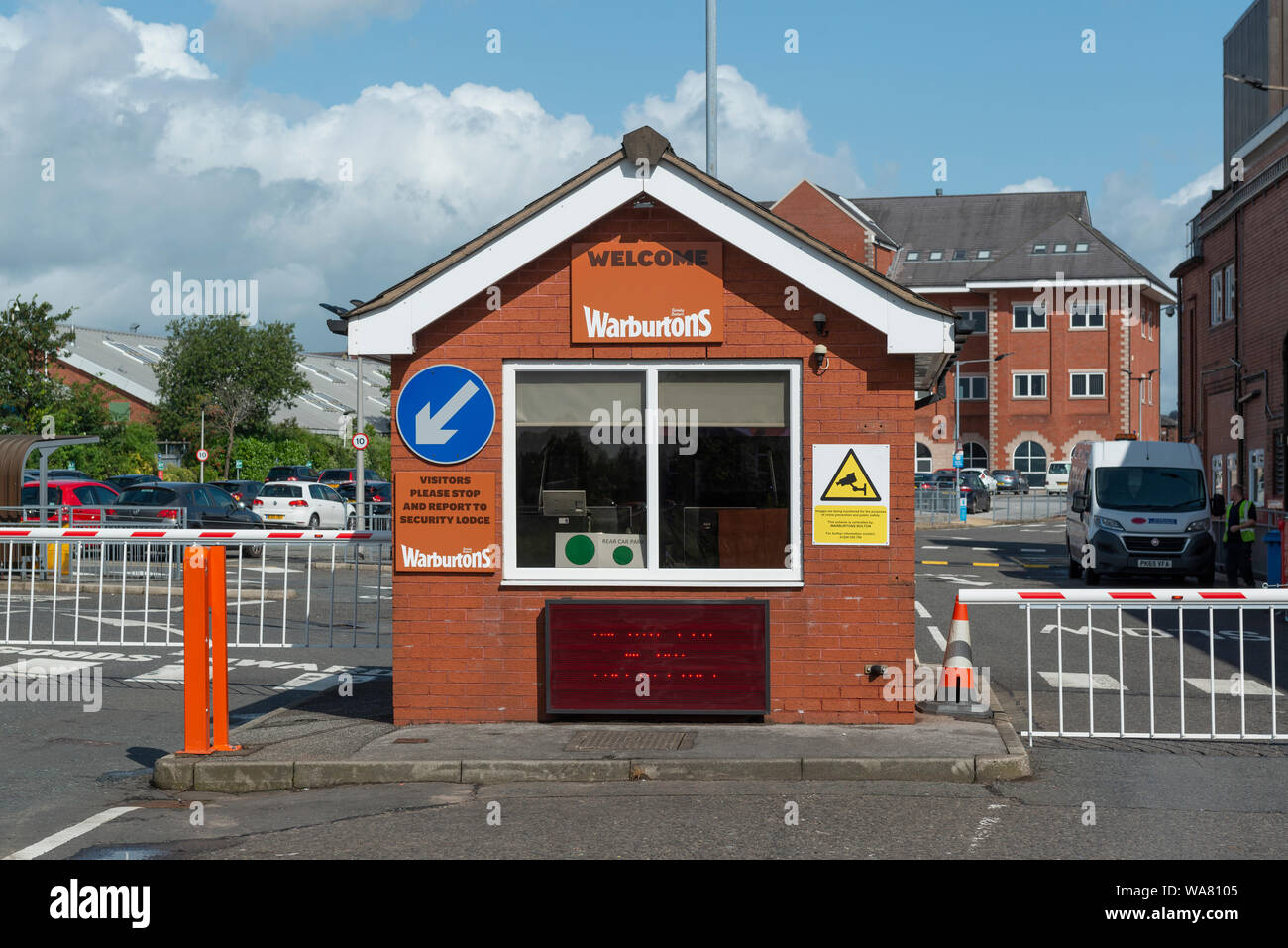 The gatehouse to Warbutons bakery located on Hereford Street in Bolton, Lancashire, UK (Editorial use only). Stock Photo