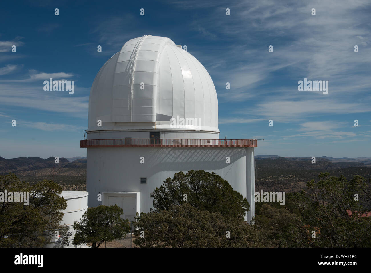 Building housing the Harlan J. Smith Telescope at the McDonald Observatory, an astronomical observatory located near the unincorporated community of Fort Davis in Jeff Davis County, Texas Stock Photo