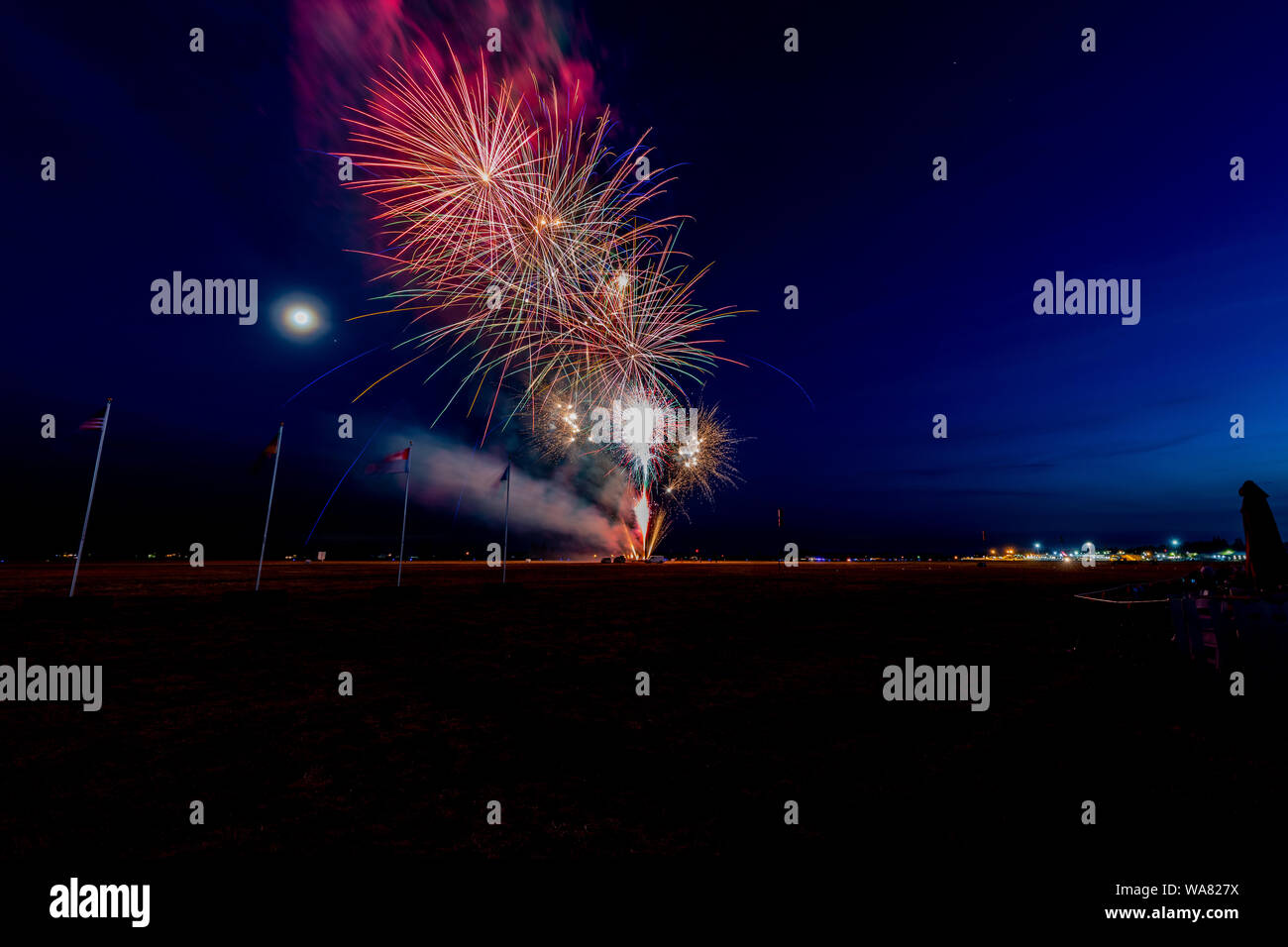 Spectacular fireworks in the night sky Stock Photo