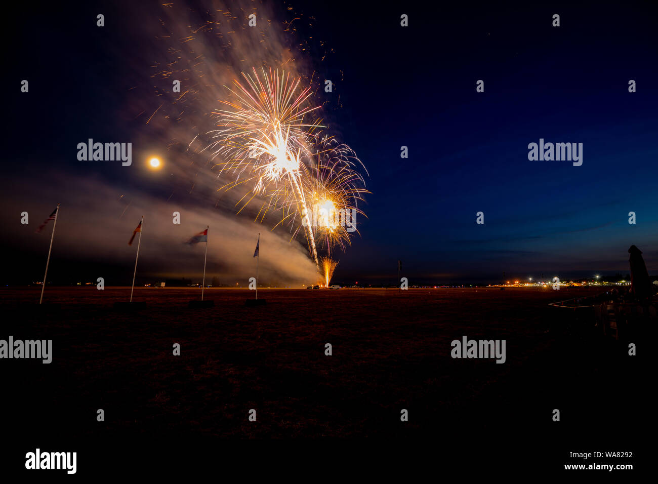 Big fireworks display in the night sky Stock Photo