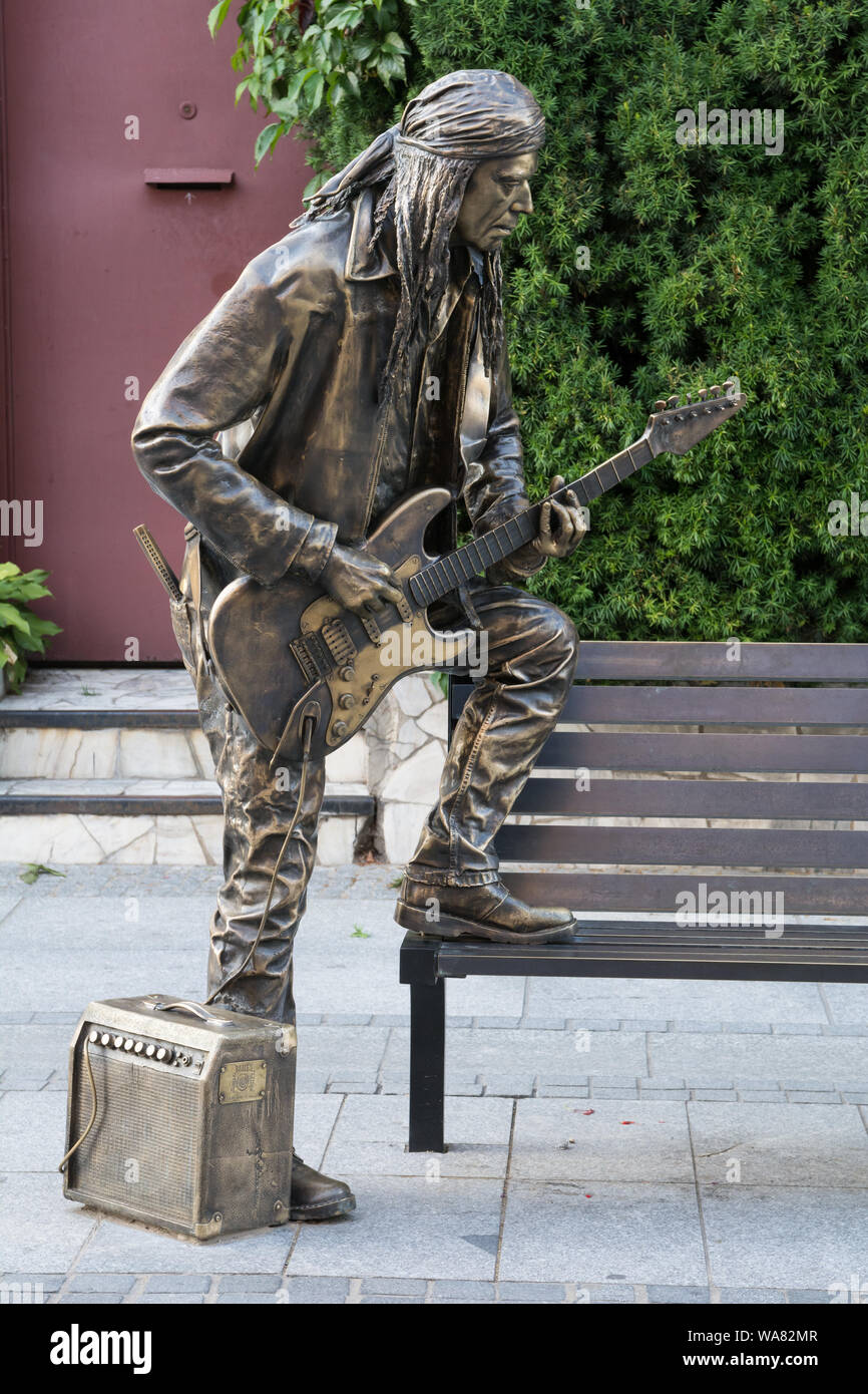 14th July 2019, Bluesman statue in Suwałki during Suwałki Blues Festival Stock Photo