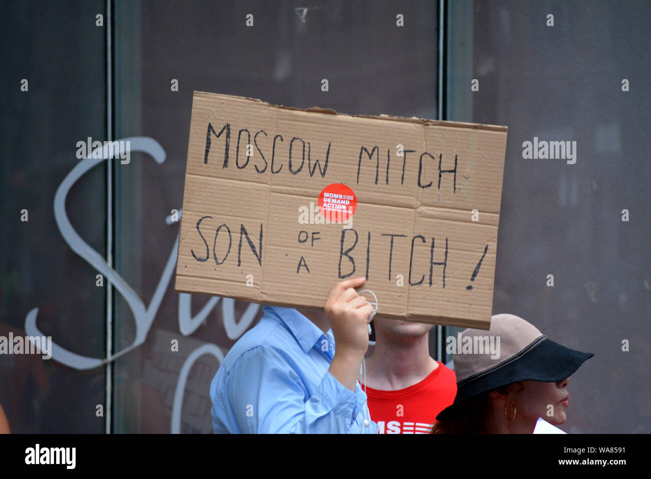 Signs from a protest for gun law reform in New York City. Stock Photo