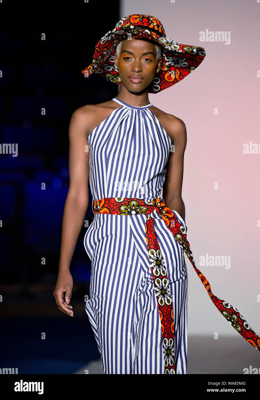 Africa Fashion Show London 2019. Selected image from runway shows highlighting designer trends & vibrant prints. Stock Photo