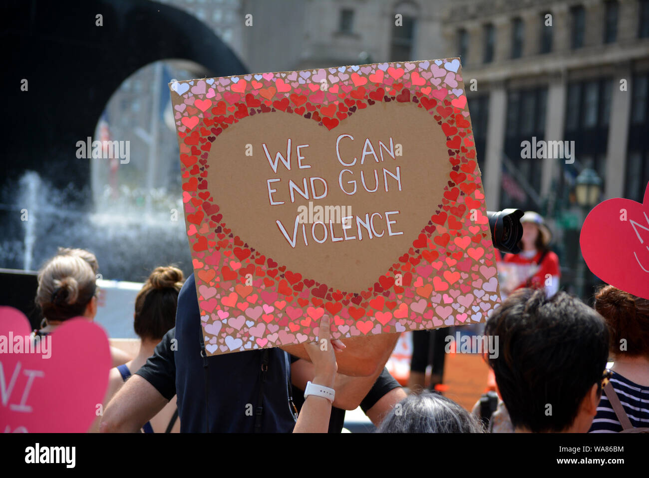 Signs from a protest for gun law reform in New York City. Stock Photo