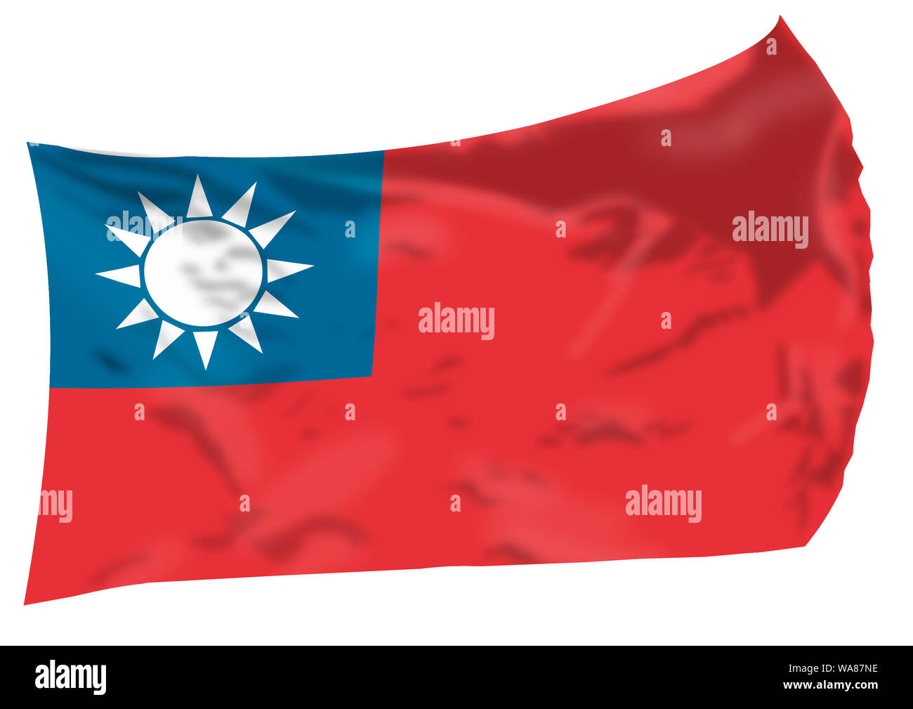 Taiwan flag waving in the wind. Stock Photo