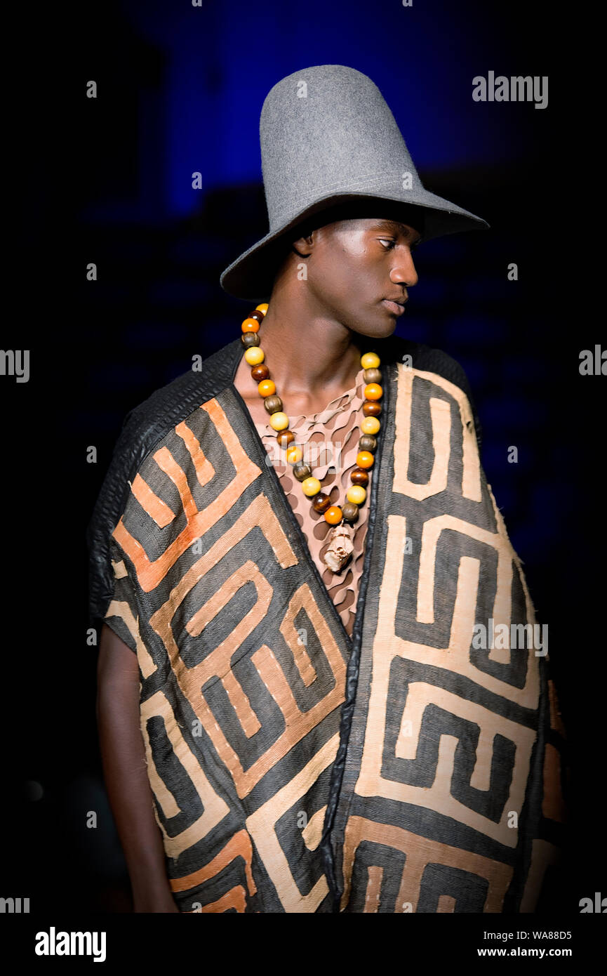 Africa Fashion Show London 2019. Selected image from runway shows highlighting designer trends & vibrant prints. Stock Photo