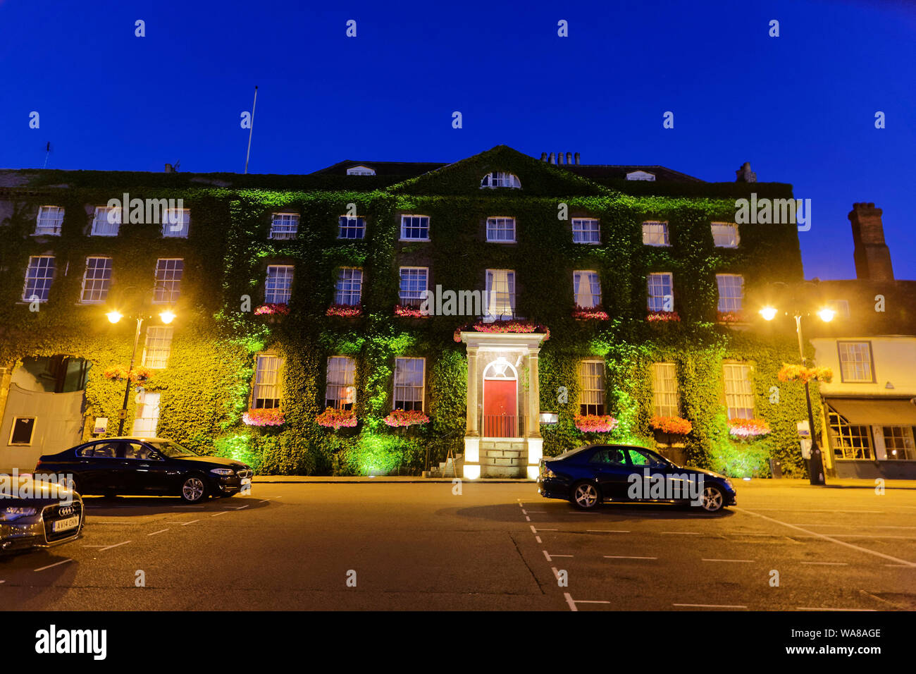 Angel Hotel at night in Bury St Edmunds, Suffolk, UK Stock Photo