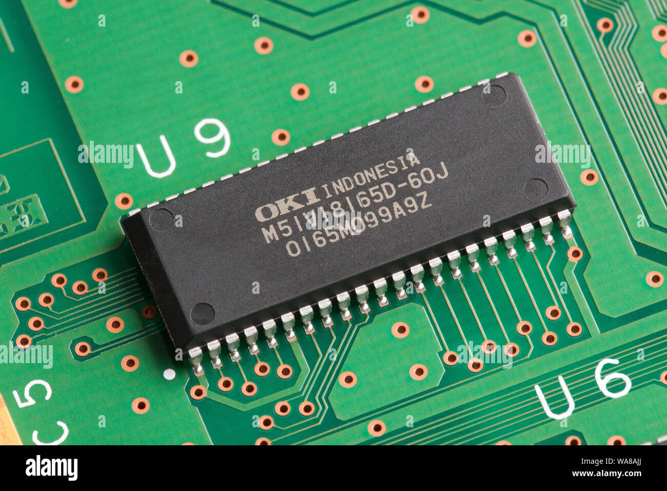 Oki integrated circuit on circuit board Stock Photo