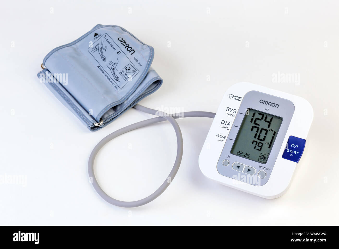 Omron M3 blood pressure and heart rate monitor Stock Photo