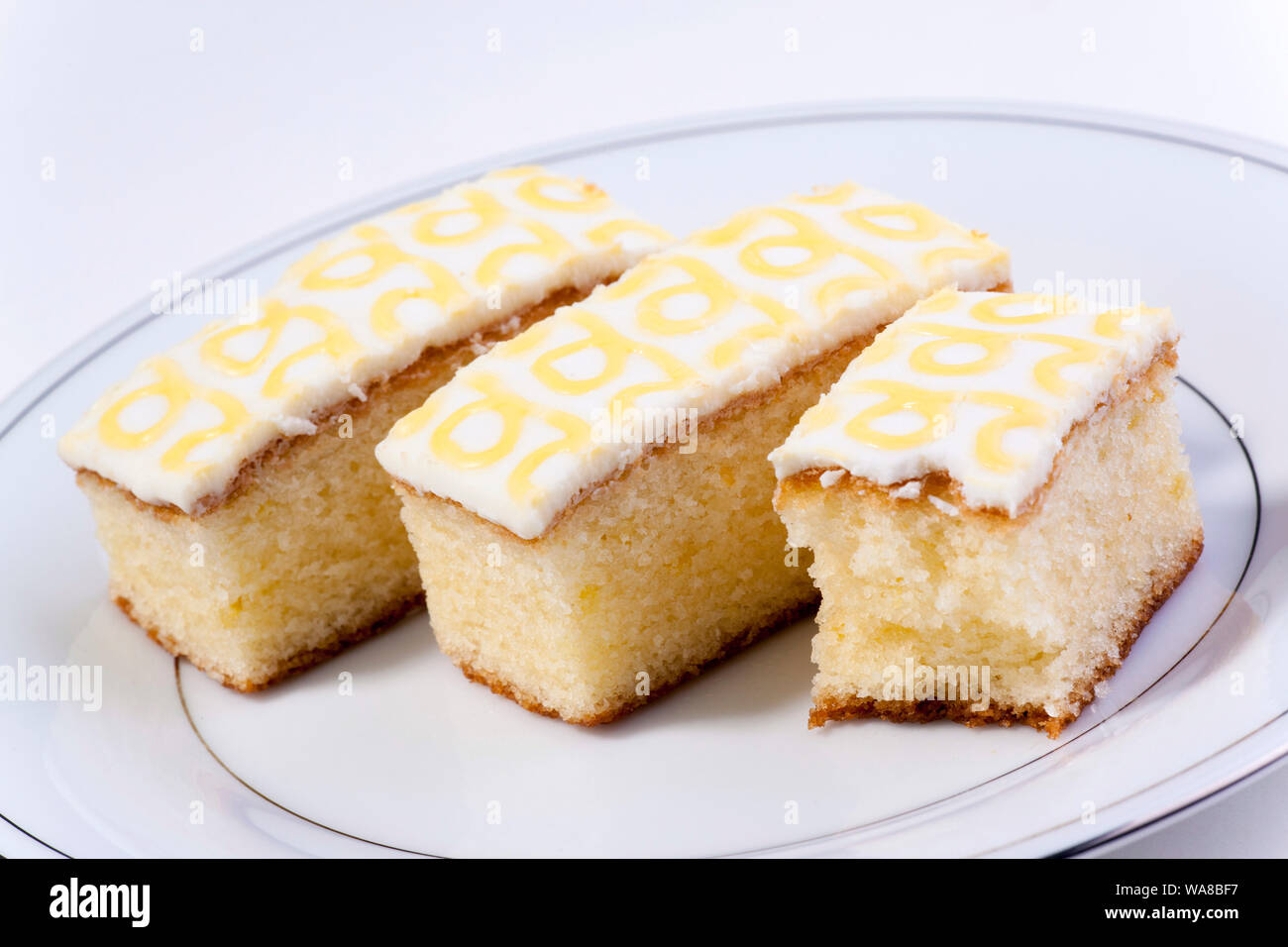 Lemon drizzle cake slices Stock Photo